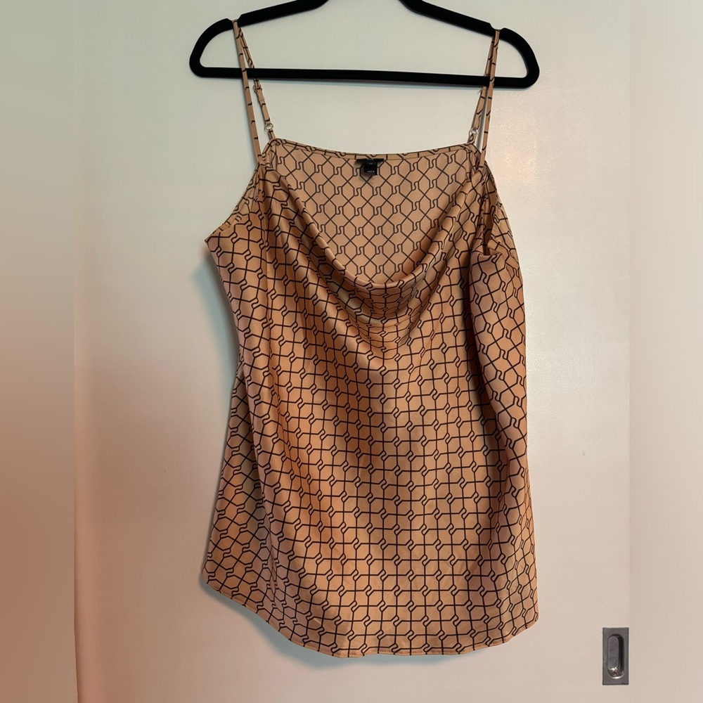ASOS 70s Inspired Cowl Neck Tank, Brown and Tan